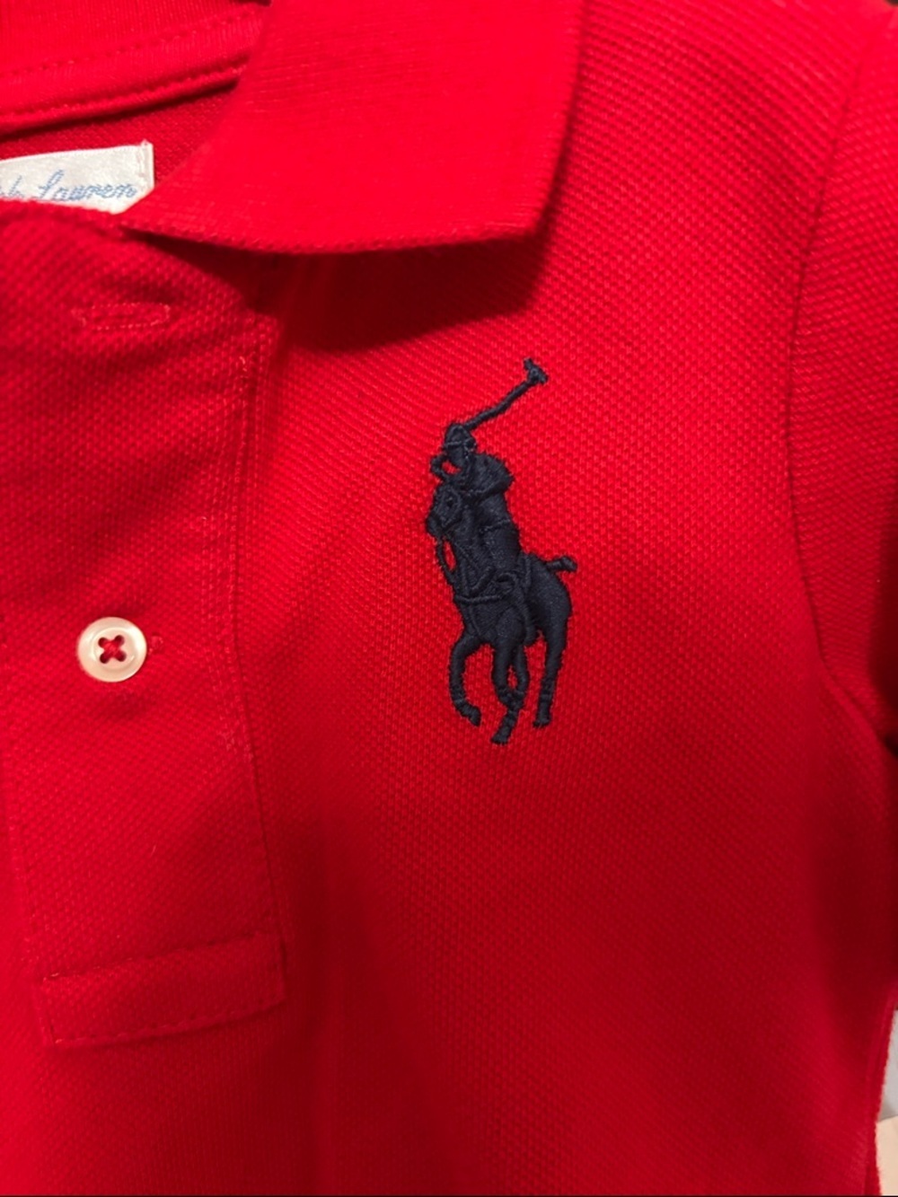 Ralph Lauren Bright Red Boys' Polo with Navy Embroidered Pony - Picture 3 of 4